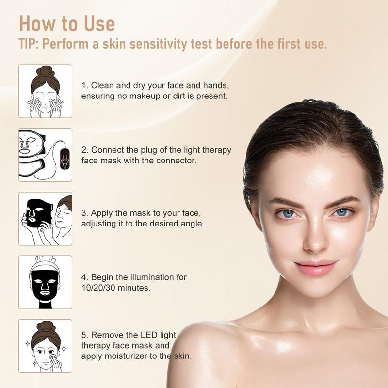 Red Light Therapy for Face, 7 Modes Portable Led Face Mask Light Therapy with Remote Control, Leds Face Mask & Neck Mask Red,Advanced Skincare Made Easy,Timing Function, Red Light Therapy at Home Facial Glow