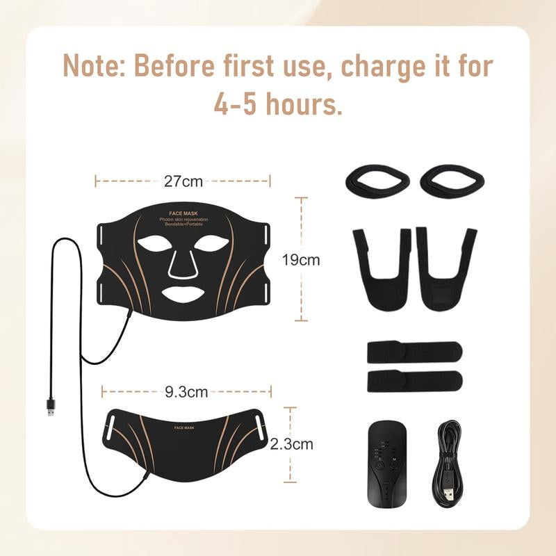 Red Light Therapy for Face, 7 Modes Portable Led Face Mask Light Therapy with Remote Control, Leds Face Mask & Neck Mask Red,Advanced Skincare Made Easy,Timing Function, Red Light Therapy at Home Facial Glow