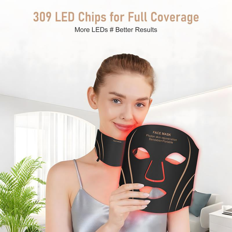 Red Light Therapy for Face, 7 Modes Portable Led Face Mask Light Therapy with Remote Control, Leds Face Mask & Neck Mask Red,Advanced Skincare Made Easy,Timing Function, Red Light Therapy at Home Facial Glow