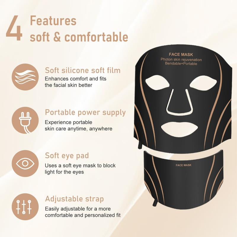 Red Light Therapy for Face, 7 Modes Portable Led Face Mask Light Therapy with Remote Control, Leds Face Mask & Neck Mask Red,Advanced Skincare Made Easy,Timing Function, Red Light Therapy at Home Facial Glow