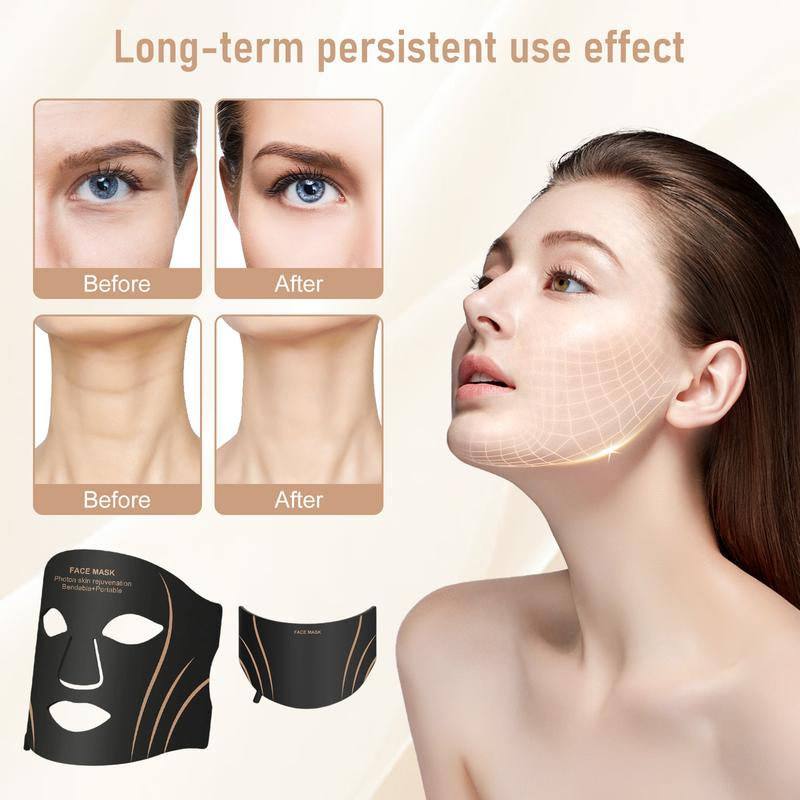 Red Light Therapy for Face, 7 Modes Portable Led Face Mask Light Therapy with Remote Control, Leds Face Mask & Neck Mask Red,Advanced Skincare Made Easy,Timing Function, Red Light Therapy at Home Facial Glow