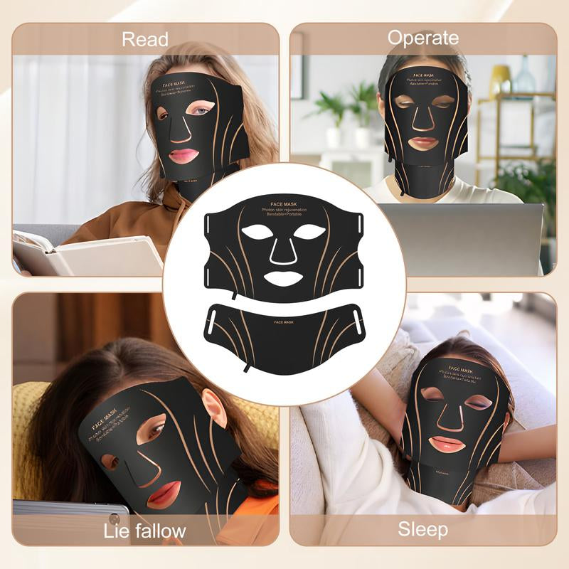 Red Light Therapy for Face, 7 Modes Portable Led Face Mask Light Therapy with Remote Control, Leds Face Mask & Neck Mask Red,Advanced Skincare Made Easy,Timing Function, Red Light Therapy at Home Facial Glow
