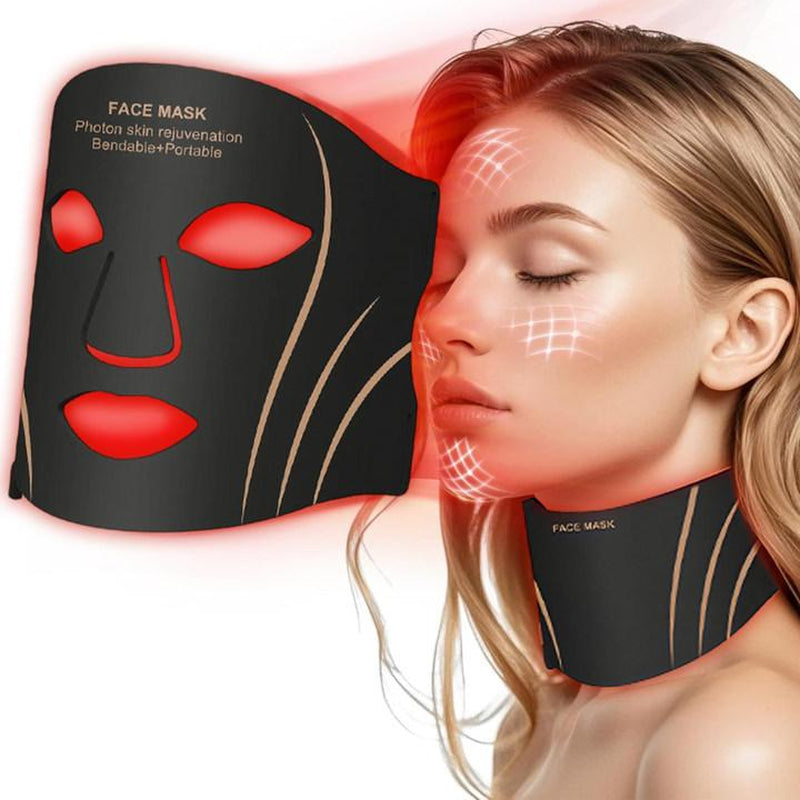 Red Light Therapy for Face, 7 Modes Portable Led Face Mask Light Therapy with Remote Control, Leds Face Mask & Neck Mask Red,Advanced Skincare Made Easy,Timing Function, Red Light Therapy at Home Facial Glow